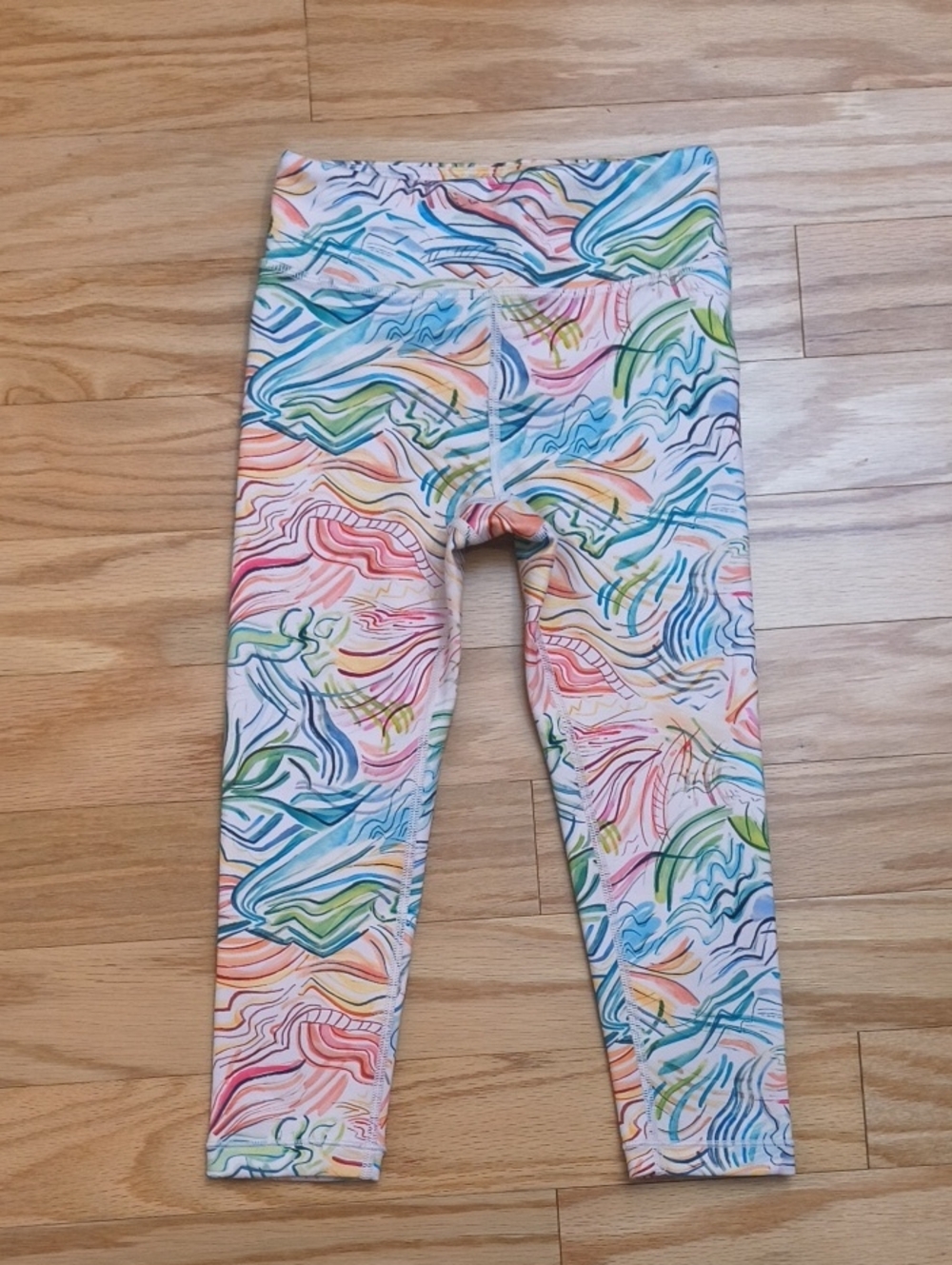 Athleta Girls Active Leggings Multicolor Waves Girls Size 7 EUC